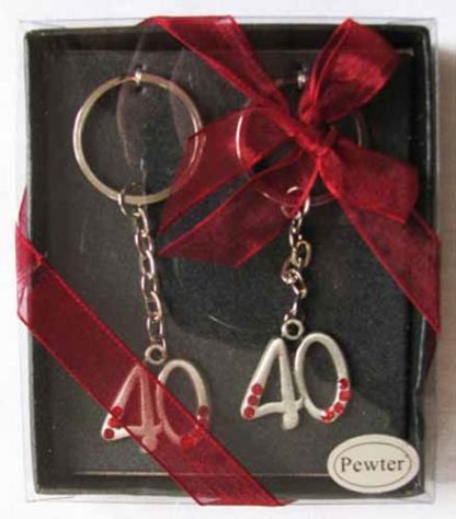 40th Anniversary Pewter Key Chain Set