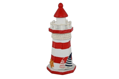 Red Lighthouse with Sailboats