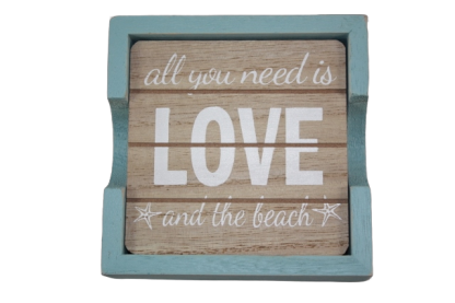 6pc Love Wood Coaster Set