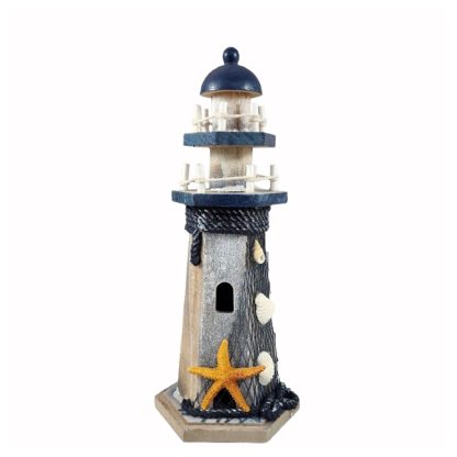 Brown/Blue Wood Lighthouse